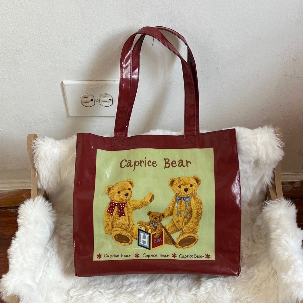 Red Tote Bag - Cute Bear Print